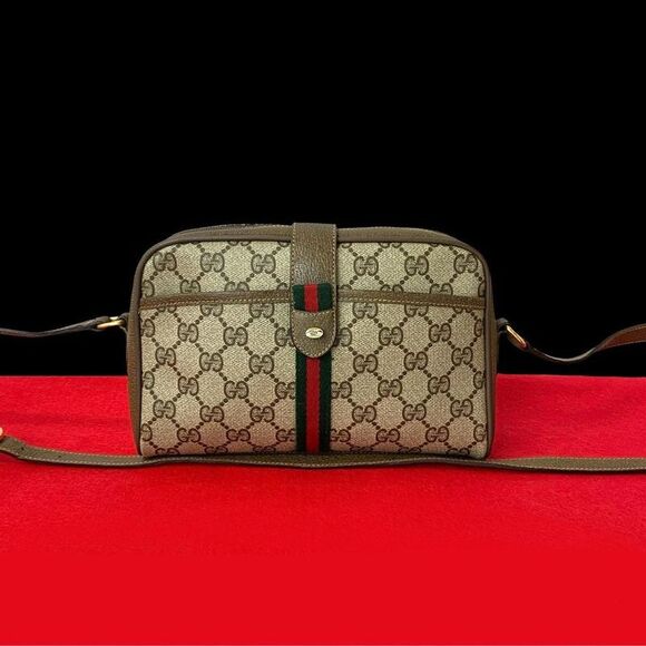 gucci Handbags - Pre Loved gucci Monogram Crossbody Web Stripe Women brown | brown Shoulder Bags